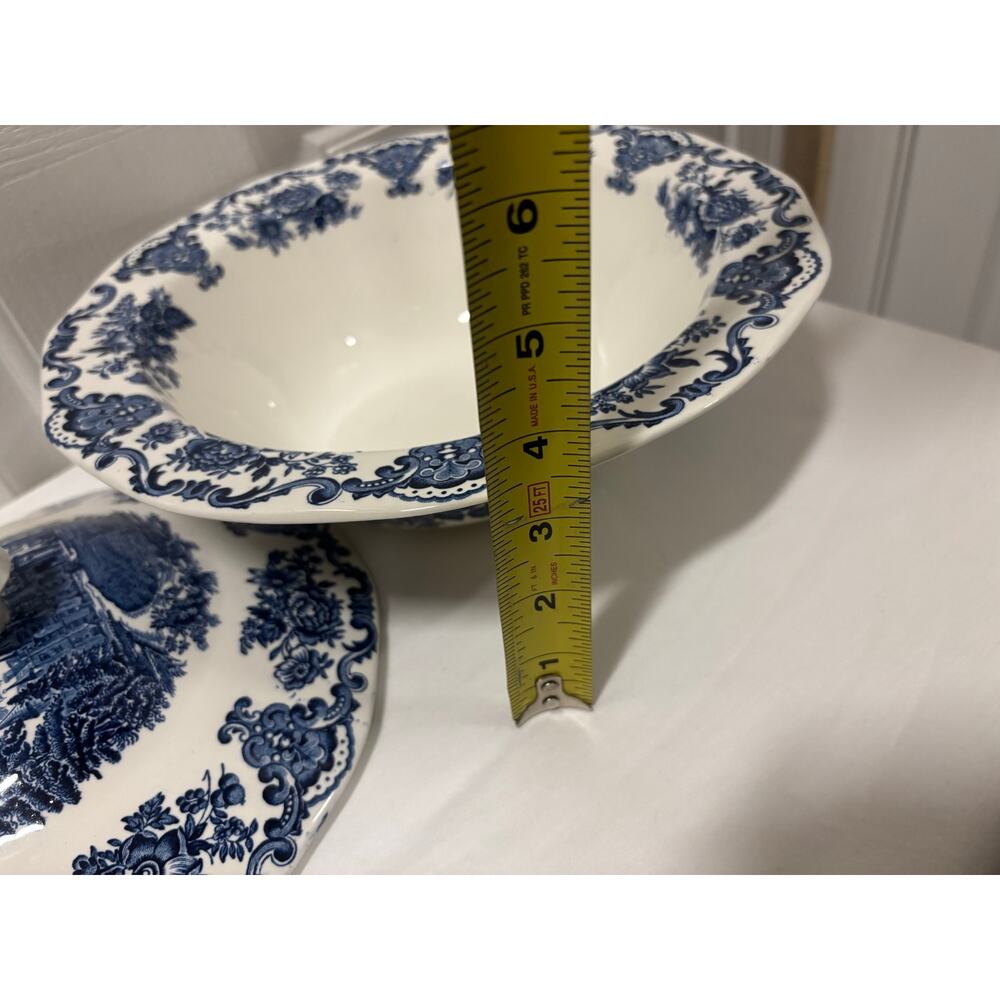 Vintage Enoch Wedgwood Royal Homes Britain Covered Vegetable Bowl Blue White - Picture 8 of 15